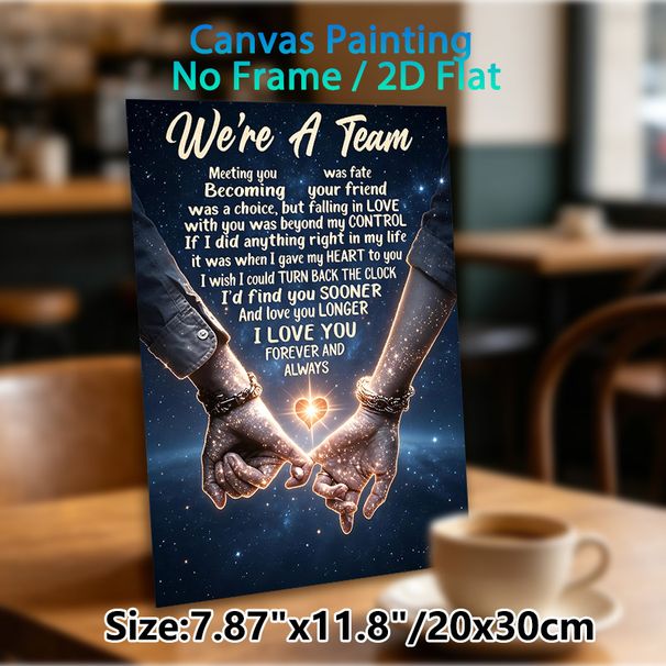 Romantic "We're A Team" Love Quote Painting Poster, Warm Starry Sky With Hand Heart Gesture Poster, Conveys Sincere Romantic Emotions, Ideal For_maomaolike.com