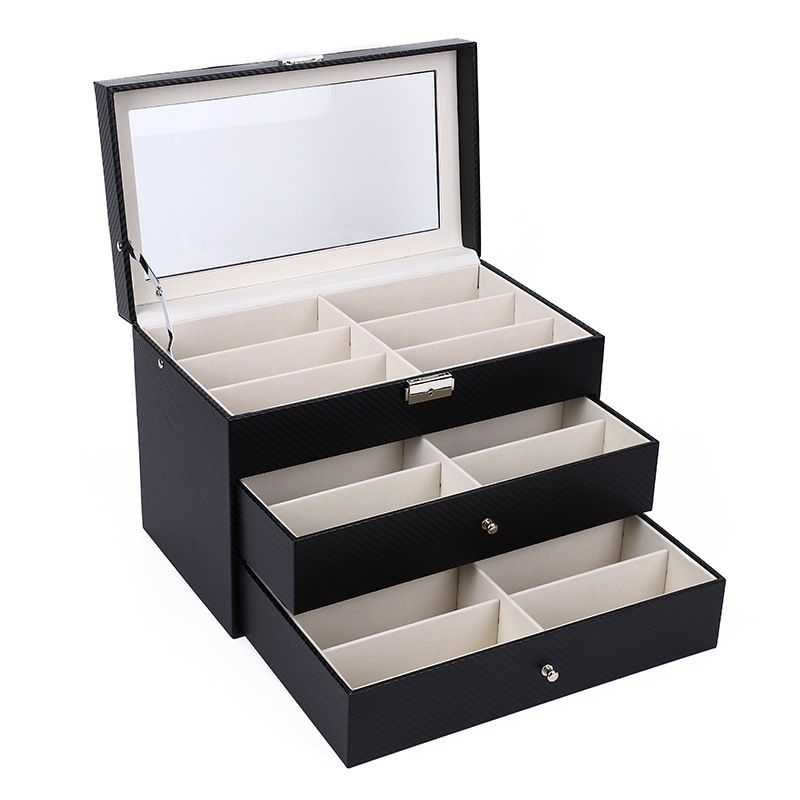 Unisex Sunglasses Sunglasses storage display box Three-layer 18-bit glasses storage display box Household collection box_maomaolike.com