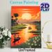 Riverside Sunset Village Landscape Painting Poster, Warm-hued Idyllic Riverside Scene Poster, Serene Tranquil Decor Suitable For Living Room, Bedroom_maomaolike.com