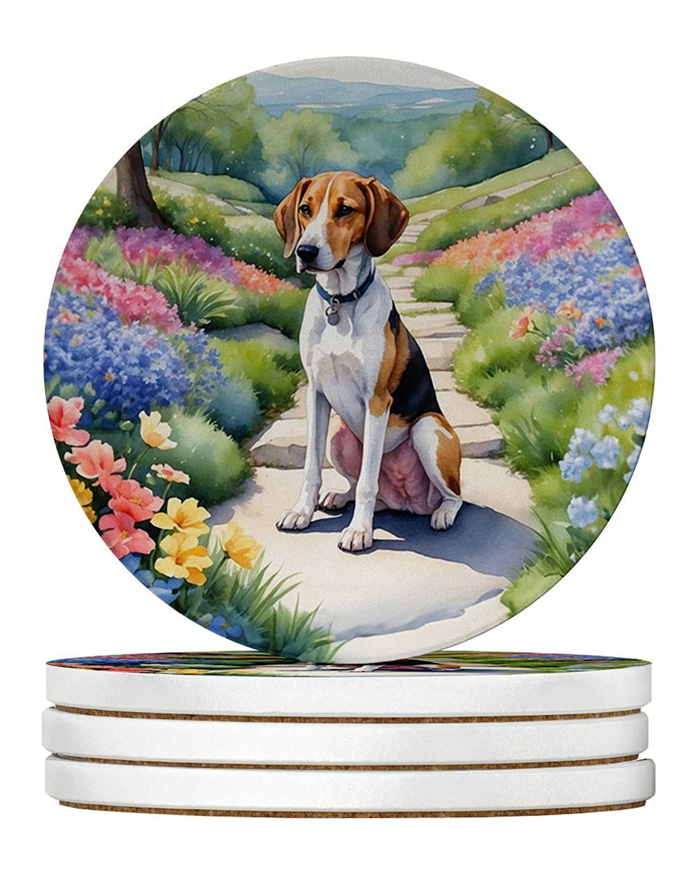 American Foxhound Spring Garden Large Sandstone Coasters Pack Of 4 Absorbent Round Coasters Decor Gifts For Men Or Women, 4 In, Multicolor_maomaolike.com
