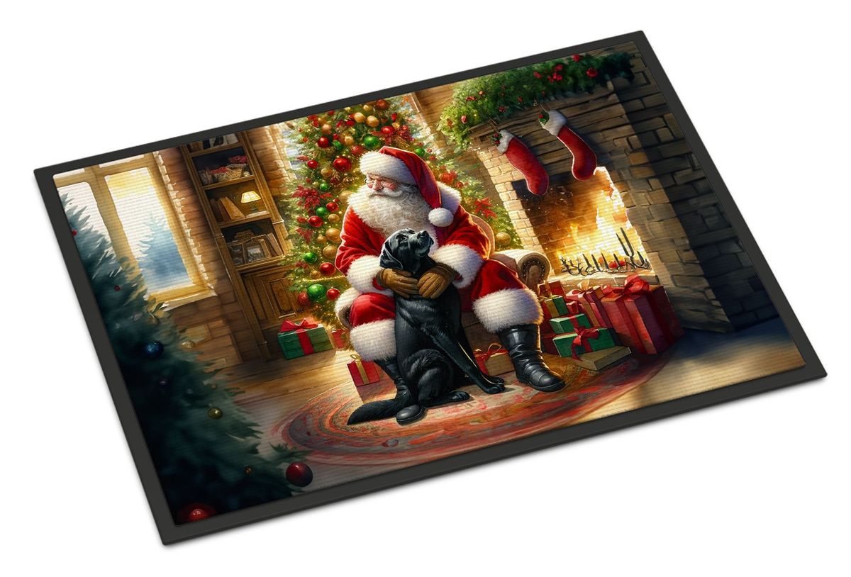 Labrador Retriever And Santa Claus Doormat Front Door Mat Indoor Outdoor Rugs For Entryway, Non Slip Washable Low Pile, 24H X 36W_maomaolike.com