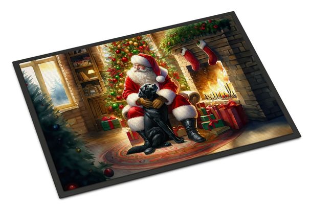Labrador Retriever And Santa Claus Doormat Front Door Mat Indoor Outdoor Rugs For Entryway, Non Slip Washable Low Pile, 24H X 36W_maomaolike.com