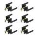 Passage Door Handle, 6 Pack Matte Black Door Lever, Left Or Right Handing Reversible Lever Non-Locking, 45° Rotation To Open, Universal Square Interior For Hallways, Closets, Meeting Spaces_maomaolike.com