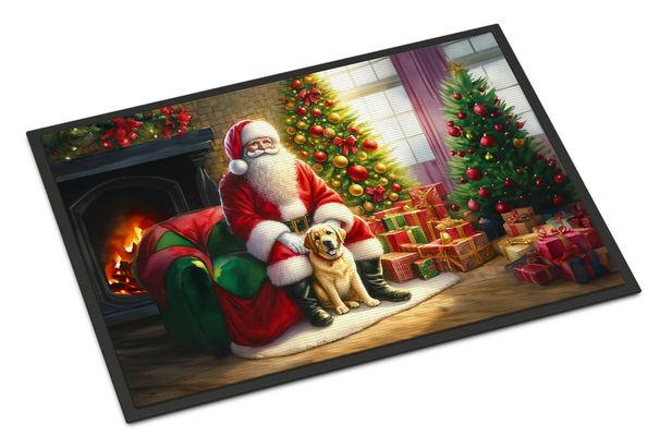 Labrador Retriever And Santa Claus Doormat Front Door Mat Indoor Outdoor Rugs For Entryway, Non Slip Washable Low Pile, 24H X 36W_maomaolike.com