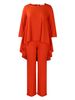 Women's Clothing fashionable temperament large size long sleeved tops wide leg pants suit_maomaolike.com