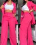 Women's Clothing, Elegant And Solid Color Split Sleeve Lapel Suit With Pockets And Straight Pants Suit_maomaolike.com