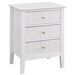 WOODEEM Fluted White Nightstand For Living Room Bedroom, 3 Drawers Side Table, Wavy Bedside End Table Light Gold Handle, 24 Inch_maomaolike.com