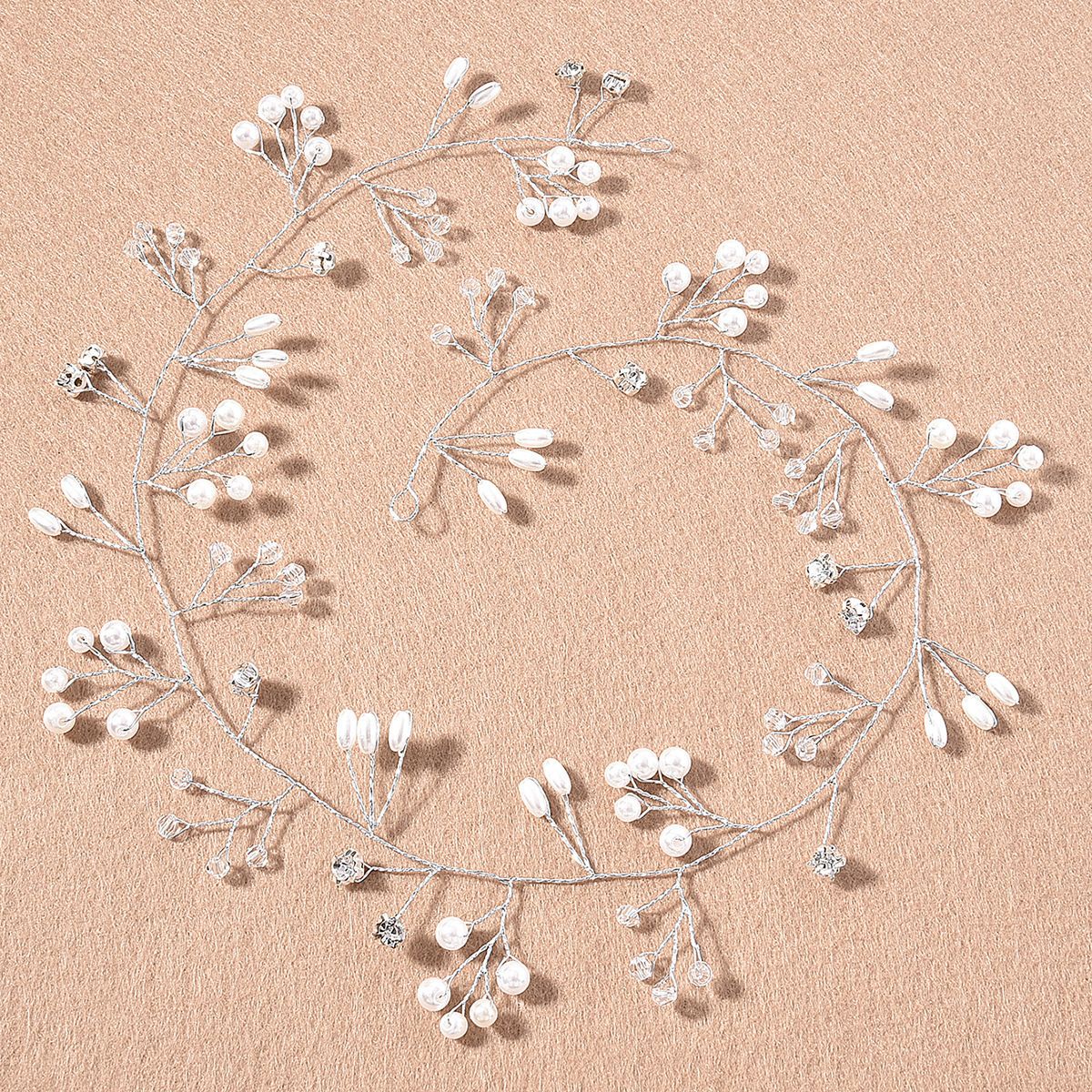 Hot Selling Bridal Hair Accessories in Europe and America Hand Woven Pearl Crystal Headbands Hairpins Wedding Dresses Bridesmaid Accessories_maomaolike.com