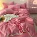 Wholesale INS Korean Style Princess Simple Pure Four-Piece All Solid Color Lace Trim Washed Cotton 4-Piece Set_maomaolike.com