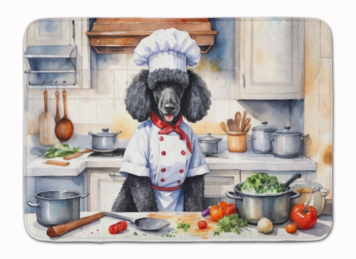 Black Poodle The Chef Memory Foam Kitchen Mat Machine Washable Anti-Fatigue Mat Cushion Comfort Bath Mat Or Kitchen Rug_maomaolike.com