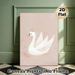 Swan Princess Painting Poster, Soft Pastel-toned Hand-painted White Swan With Glittery Crown And Golden Stars Poster, Elegant Delicate Decor Ideal For_maomaolike.com