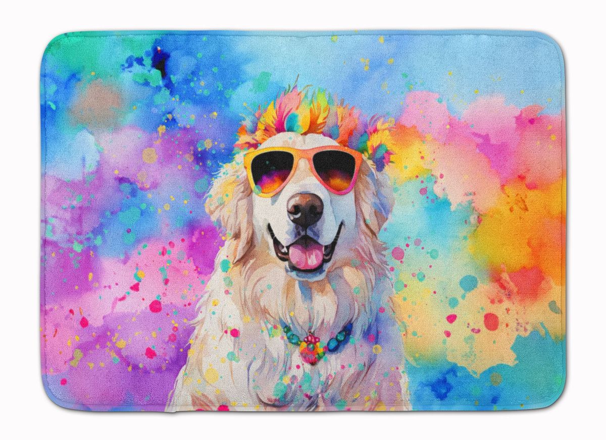 Great Pyrenees Hippie Dawg Memory Foam Kitchen Mat Machine Washable Anti-Fatigue Mat Cushion Comfort Bath Mat Or Kitchen Rug_maomaolike.com