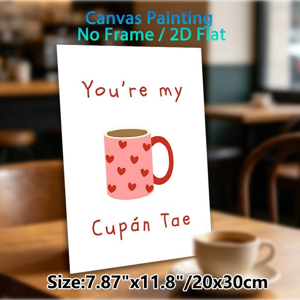 Love Mug Themed Painting Poster, Charming Pink Heart-adorned Mug & Romantic Quote Poster, Sweet Affectionate Decor Ideal For Bedroom, Living Room And_maomaolike.com