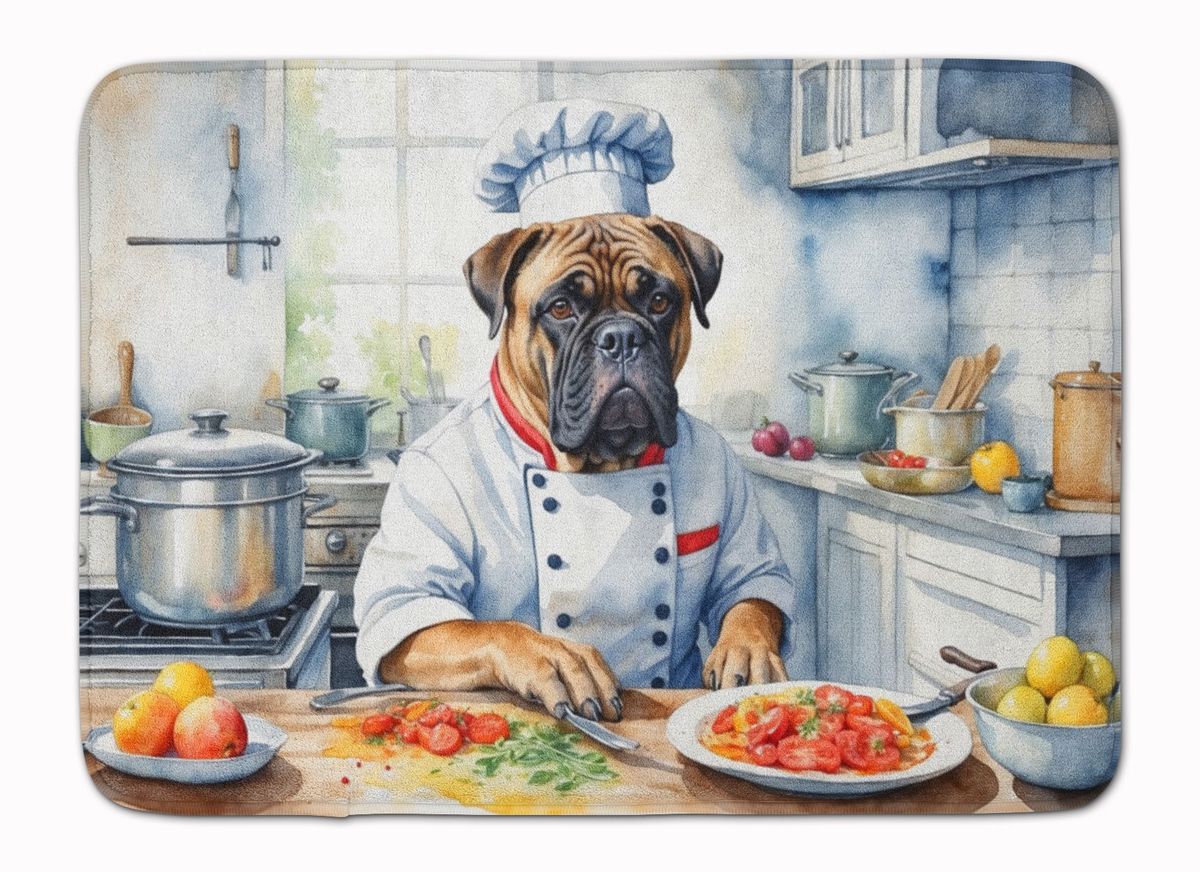 Bullmastiff The Chef Memory Foam Kitchen Mat Machine Washable Anti-Fatigue Mat Cushion Comfort Bath Mat Or Kitchen Rug_maomaolike.com