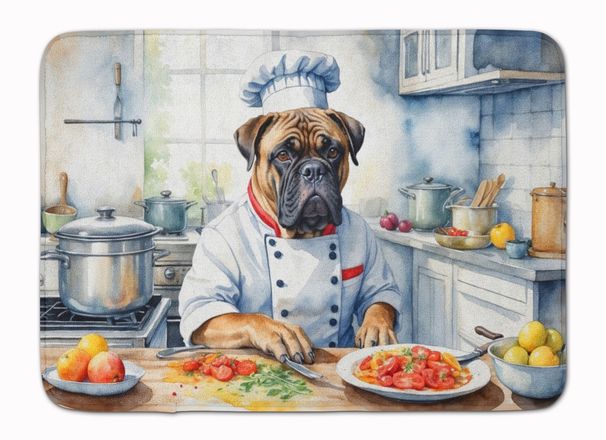 Bullmastiff The Chef Memory Foam Kitchen Mat Machine Washable Anti-Fatigue Mat Cushion Comfort Bath Mat Or Kitchen Rug_maomaolike.com