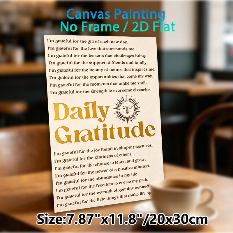 Daily Gratitude Painting Poster, Warm-toned Typographic & Zen Sun Graphic Poster, Encourages Positive Mindset, Ideal For Living Room, Bedroom And_maomaolike.com
