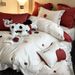 Cartoon Style Bear 100S Long-staple Cotton Four-piece Set Cute Dog Embroidery Duvet Cover Bed Sheet All-cotton Bedding_maomaolike.com