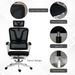 High Back Home Office Chair, Fabric Computer Desk Chair With Adjustable Headrest, Lumbar Support, Armrest, Foot Rest, Reclining Back, Black_maomaolike.com