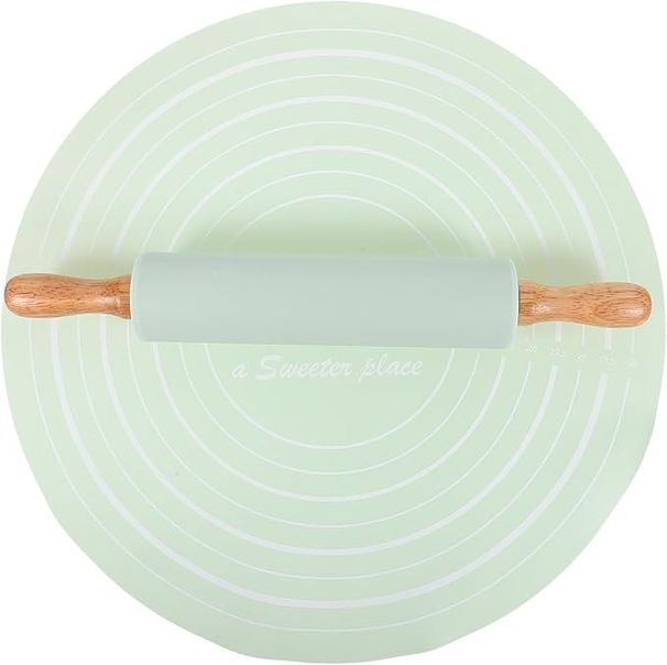 Cookie Rolling Mat Set Silicone Dough Mat Rolling Pin For Baking Non-stick Reusable_maomaolike.com