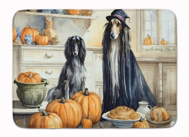 Afghan Hound Fall Kitchen Pumpkins Memory Foam Kitchen Mat Machine Washable Anti-Fatigue Mat Cushion Comfort Bath Mat Or Kitchen Rug_maomaolike.com