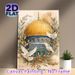 Peaceful Golden Dome & White Doves Painting Poster, Soft Watercolor Style Detailed Religious Architecture With Olive Branches Poster, Serene Spiritual_maomaolike.com