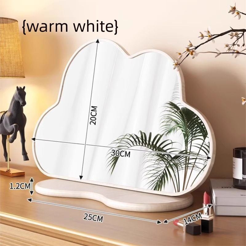 Cloud Makeup Table Solid Wood Dressing Retro Bedroom Home High-End Desktop Mirror_maomaolike.com