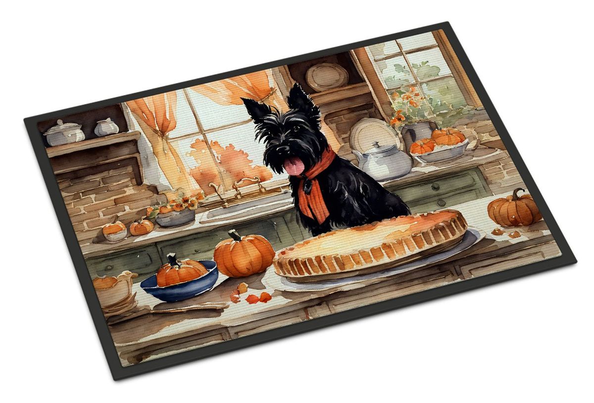 Scottish Terrier Fall Kitchen Pumpkins Doormat Front Door Mat Indoor Outdoor Rugs For Entryway, Non Slip Washable Low Pile, 24H X 36W_maomaolike.com