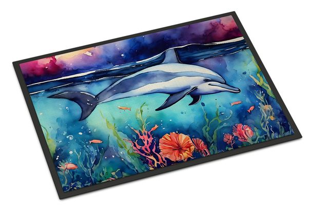 Dolphin Doormat Front Door Mat Indoor Outdoor Rugs For Entryway, Non Slip Washable Low Pile, 24H X 36W_maomaolike.com