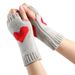 Unisex Short half finger knitted gloves Student office typing heart cuff wool warm love fingerless gloves_maomaolike.com