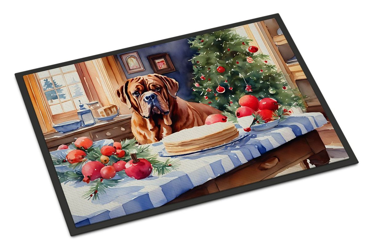 Dogue De Bordeaux Christmas Cookies Doormat Front Door Mat Indoor Outdoor Rugs For Entryway, Non Slip Washable Low Pile, 24H X 36W_maomaolike.com