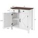 Farmhouse Buffet Cabinet With Drawer And Adjustable Shelf, Rustic White & Honey Brown Storage Cabinet, Barn Door Accent Sideboard For Kitchen, Living Room, Entryway_maomaolike.com