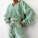 Women's Clothing Solid Color Cardigan Hooded Pants Women's Leisure Fashion Long Sleeve Sweater Set_maomaolike.com