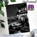 Japanese Izakaya Night View Painting Poster, Monochrome Cozy Rooftop Izakaya With City Skyline Poster, Warm Atmospheric Design For Home And Restaurant_maomaolike.com