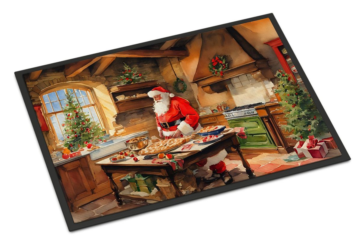 Cookies With Santa Claus Father Christmas Doormat Front Door Mat Indoor Outdoor Rugs For Entryway, Non Slip Washable Low Pile, 24H X 36W_maomaolike.com