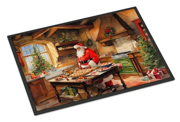 Cookies With Santa Claus Father Christmas Doormat Front Door Mat Indoor Outdoor Rugs For Entryway, Non Slip Washable Low Pile, 24H X 36W_maomaolike.com