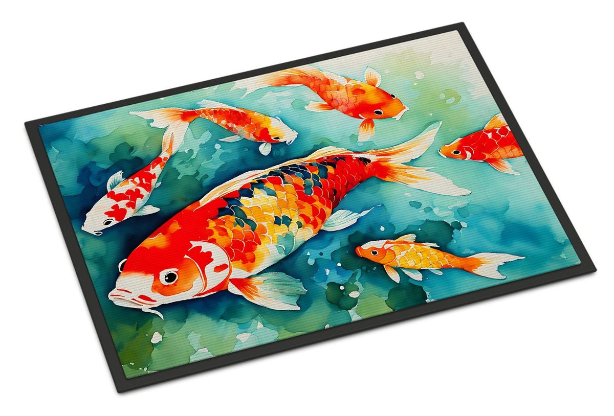 Koi Fish Doormat Front Door Mat Indoor Outdoor Rugs For Entryway, Non Slip Washable Low Pile, 24H X 36W_maomaolike.com