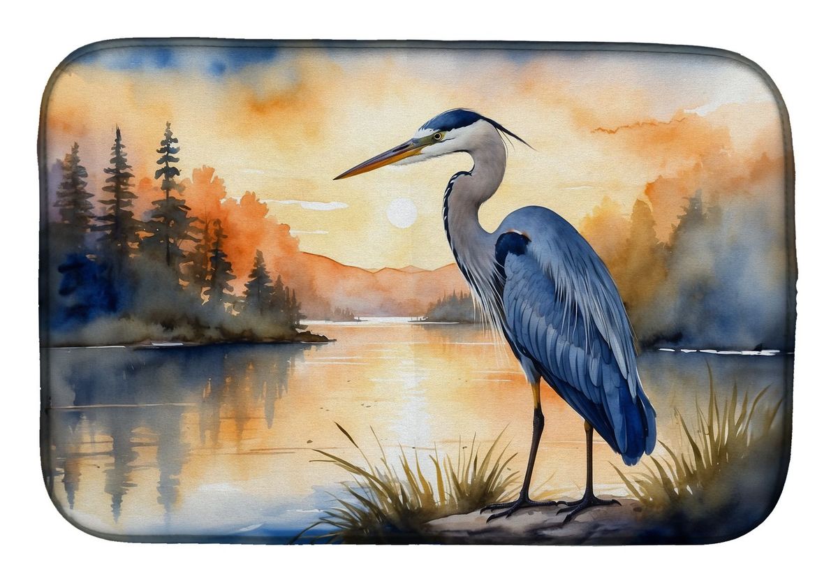 Blue Heron In The Golden Hour Dish Drying Mat Absorbent Dish Drying Mat Pad For Kitchen Counter Dish Drainer Mat For Countertop, 14 X 21", Multicolor_maomaolike.com