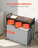 3 Section Laundry Sorter, Rolling Laundry Hamper With 2 Drawers, Hooks & Wheels, Rolling Basket Organizer Storage With Pull-Out Rolling Bags And Wooden Tabletop For Dirty Clothes, Bathroom_maomaolike.com