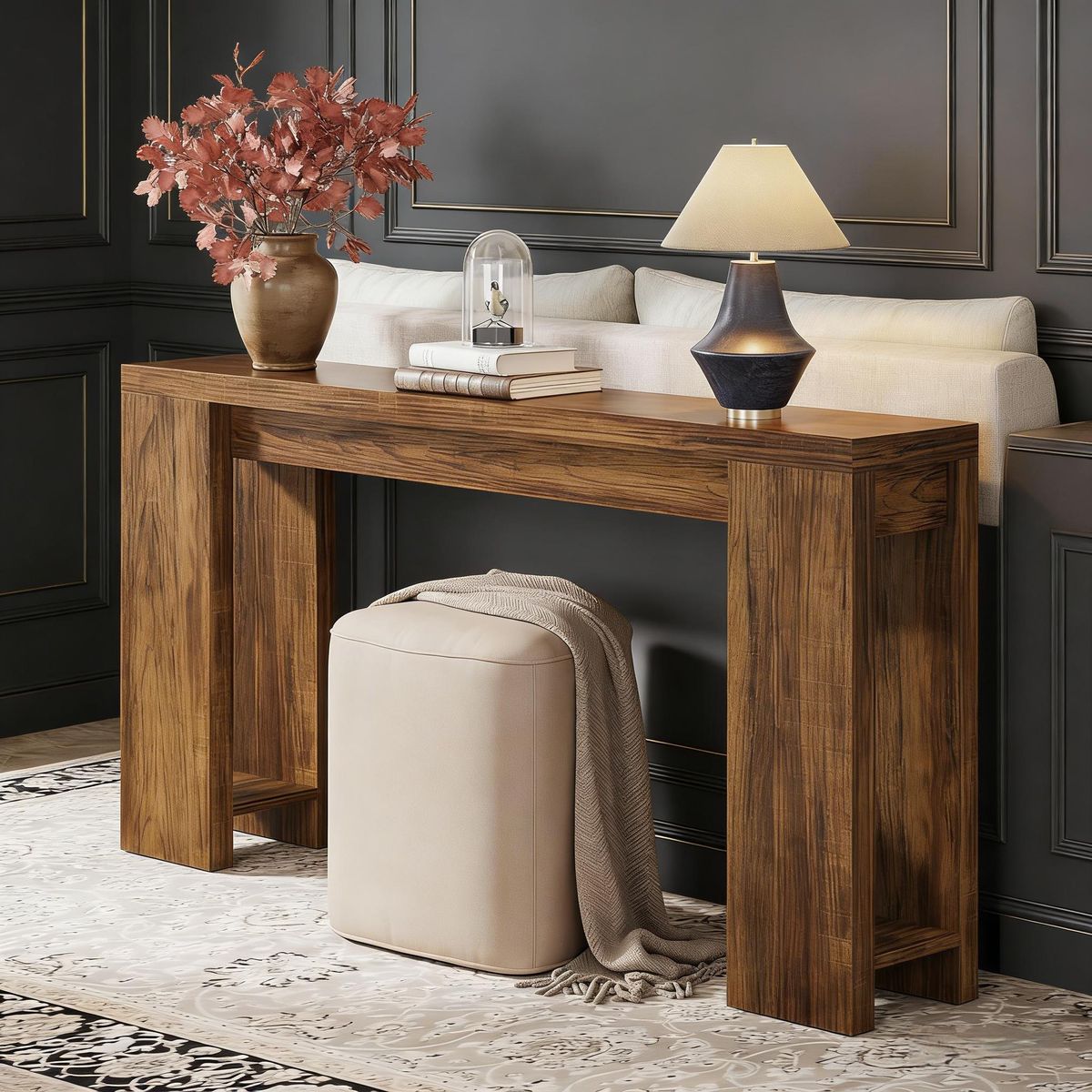 Wood Console Table, Farmhouse Sofa Table Entryway Table_maomaolike.com