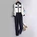 Women's Clothing temperament professional fashion suit women autumn contrast shirt casual long pants two piece suit_maomaolike.com