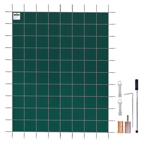 VEVOR Pool Safety Cover Fits 16x30ft Rectangle Inground Safety Pool Cover Green Mesh Solid Pool Safety Cover For Swimming Pool Winter Safety Cover_maomaolike.com