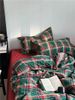 Wholesale INS American Retro Green Plaid Nordic Simple Mixed Pure Washed Four-Piece All Cotton 4-Piece Set_maomaolike.com