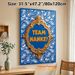 Team Nanke Themed Painting Poster, Luxury Golden Ornate Framed Blue Paisley Patterned Poster, Vibrant Typography Design Ideal For Office & Team_maomaolike.com