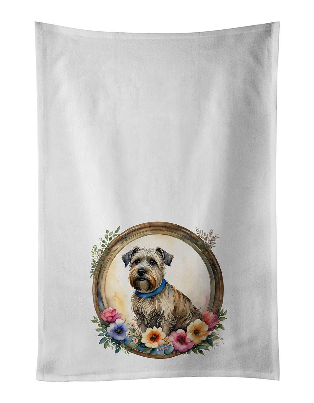 Glen Of Imaal Terrier And Flowers Kitchen Towel Set Of 2 White Dish Towels Decorative Bathroom Hand Towel For Hand, Face, Hair, Yoga, Tea, Dishcloth, 19 X 28", White_maomaolike.com
