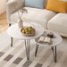 27.56" Round Nesting Coffee Table Set Of 2, Circular Nesting End Table Set, Round Marble Tabletop, And Sturdy Metal Base For Living Room, Bedroom_maomaolike.com