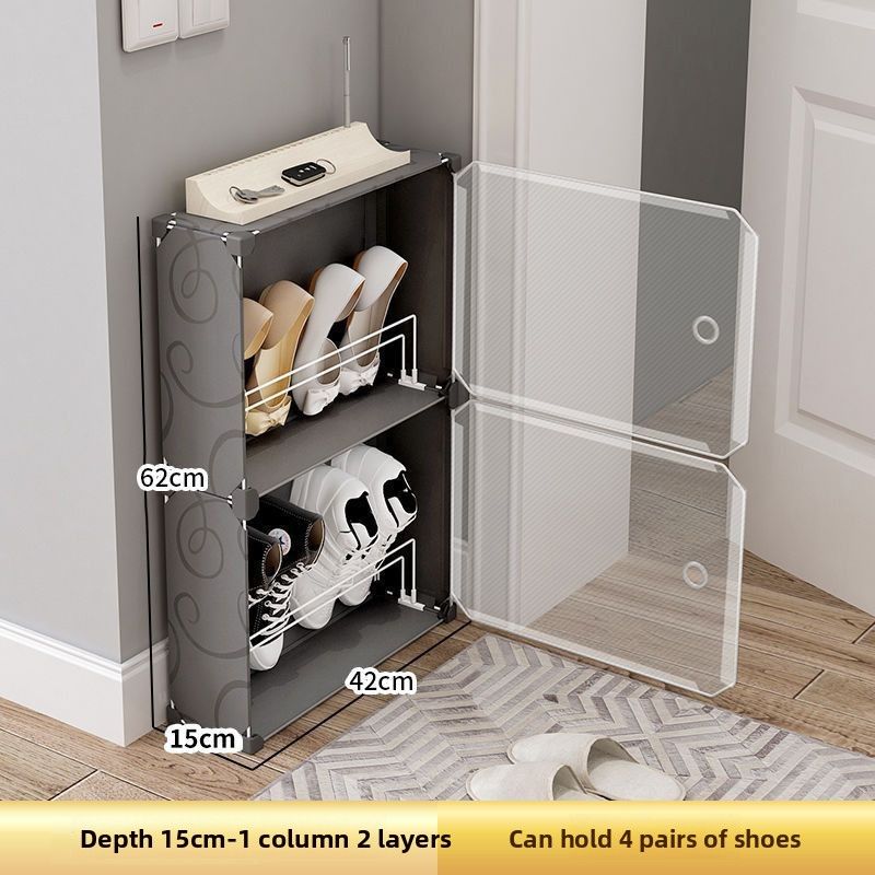 Ultra-thin Shoe Cabinet, Modern Minimalist Entryway Cabinet For Home Use, New Narrow 15cm Storage Shoe Rack For Small Apartments_maomaolike.com