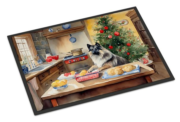 Keeshond Christmas Cookies Doormat Front Door Mat Indoor Outdoor Rugs For Entryway, Non Slip Washable Low Pile, 24H X 36W_maomaolike.com