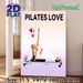 Pilates Themed Painting Poster, Soft-toned Minimalist Woman Doing Pilates On Reformer With Hearts Poster, Fitness-inspired Decor Ideal For Home Gym Or_maomaolike.com