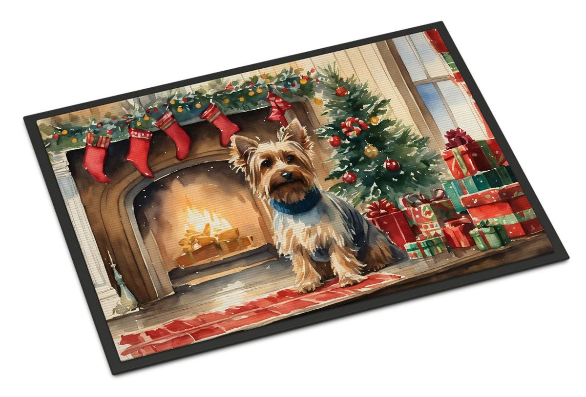 Silky Terrier Cozy Christmas Doormat Front Door Mat Indoor Outdoor Rugs For Entryway, Non Slip Washable Low Pile, 24H X 36W_maomaolike.com