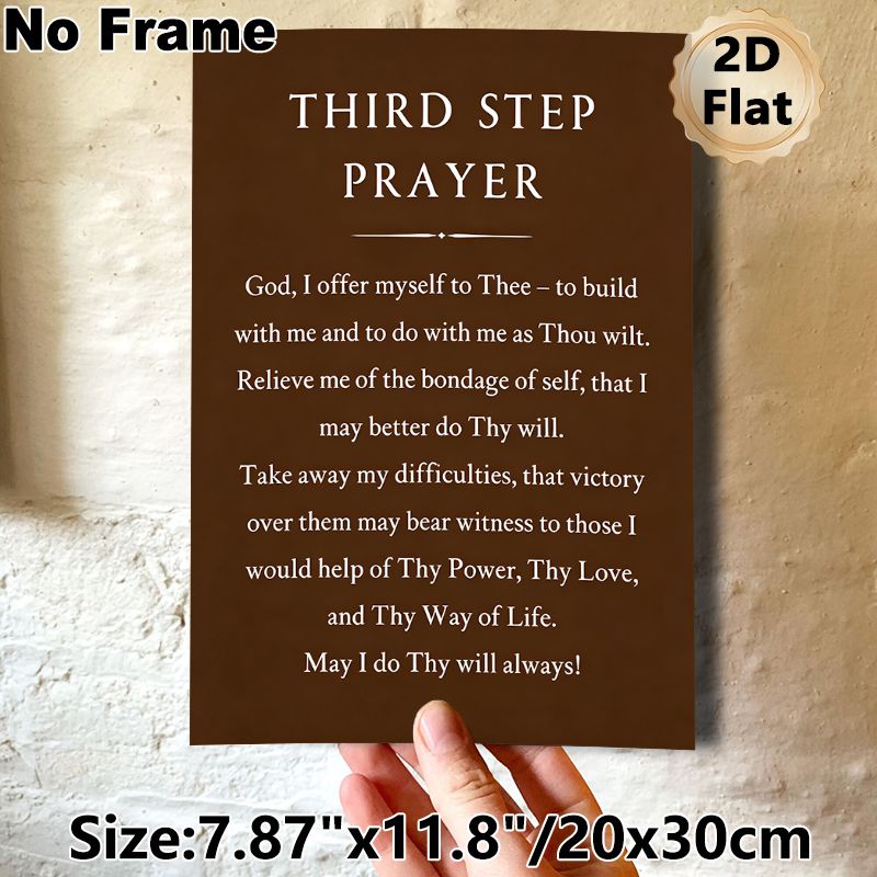 Third Step Prayer Painting Poster, Minimalist Typographic Poster, Elegant Brown Background With White Spiritual Prayer Text, Inspirational Wall Decor_maomaolike.com